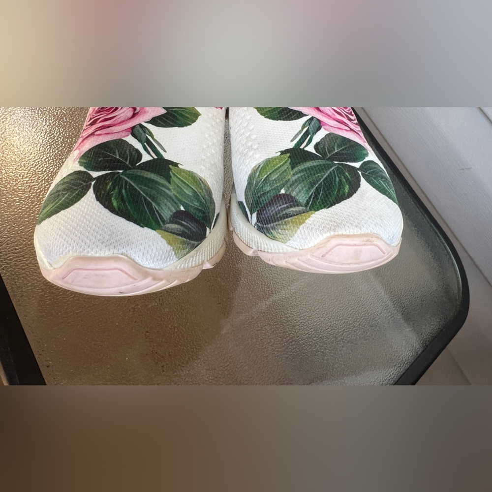 DOLCE & GABBANA Shoes White Rose Print Sorrento Sneakers Girls Sz 35 US 5 - Picture 8 of 10